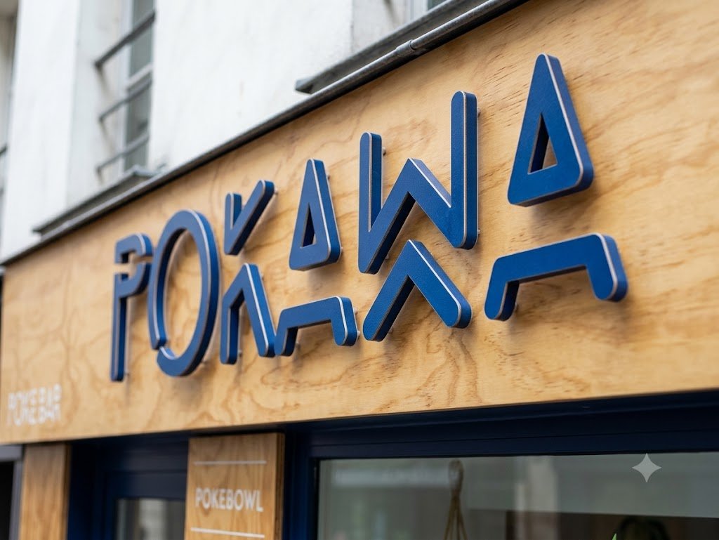 Lettres relief laquées enseigne Pokawa Paris