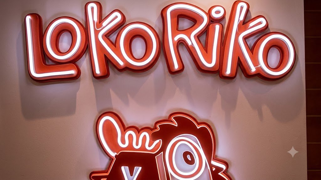 Néon LED intérieur logo Loko Riko avec mascotte