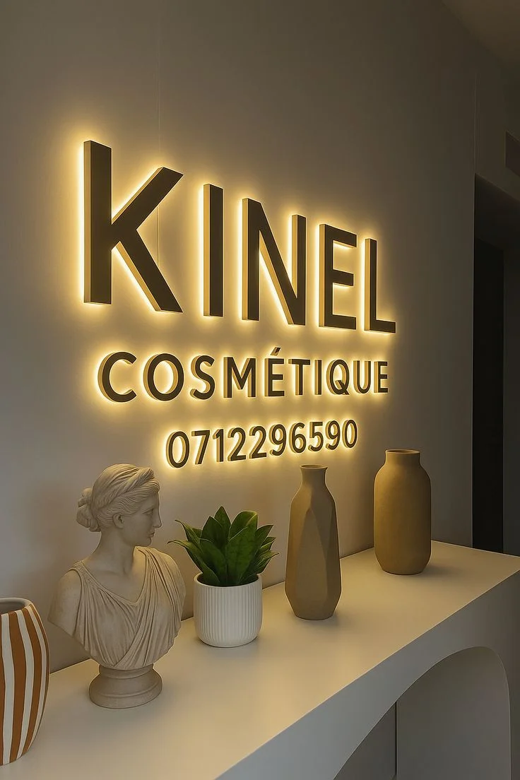 Enseigne intérieure premium salon de cosmétique