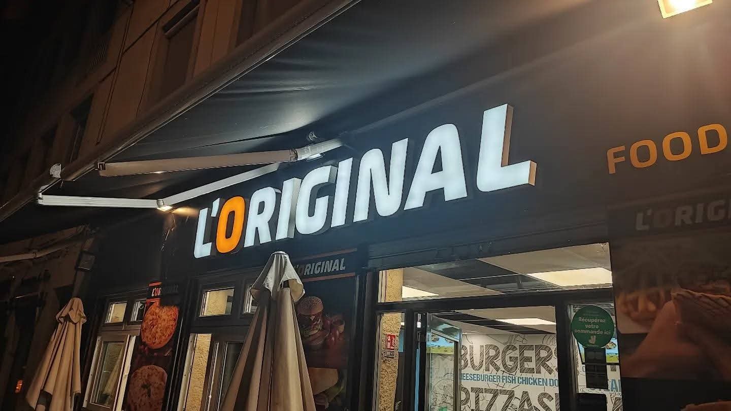 Enseigne lumineuse fast-food L'Original lettres LED